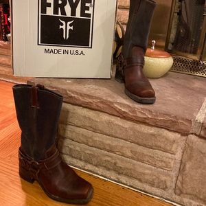 Frye Belted Harness Brown/Slate WORN TWICE